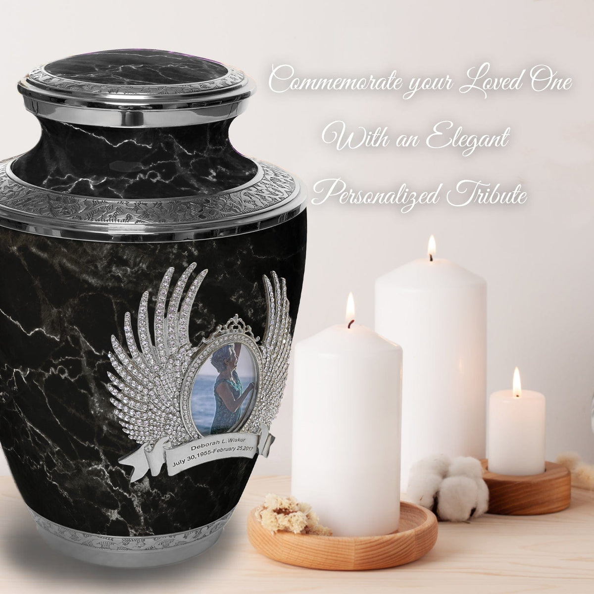 Commemorative Cremation Urns Marble Elegance Black Cremation Urns