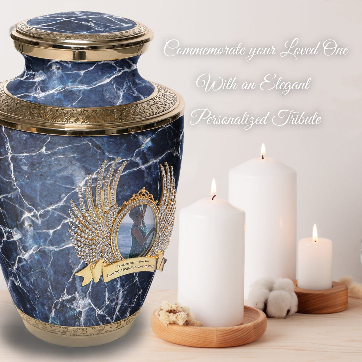 Commemorative Cremation Urns Marble Elegance Blue Cremation Urns
