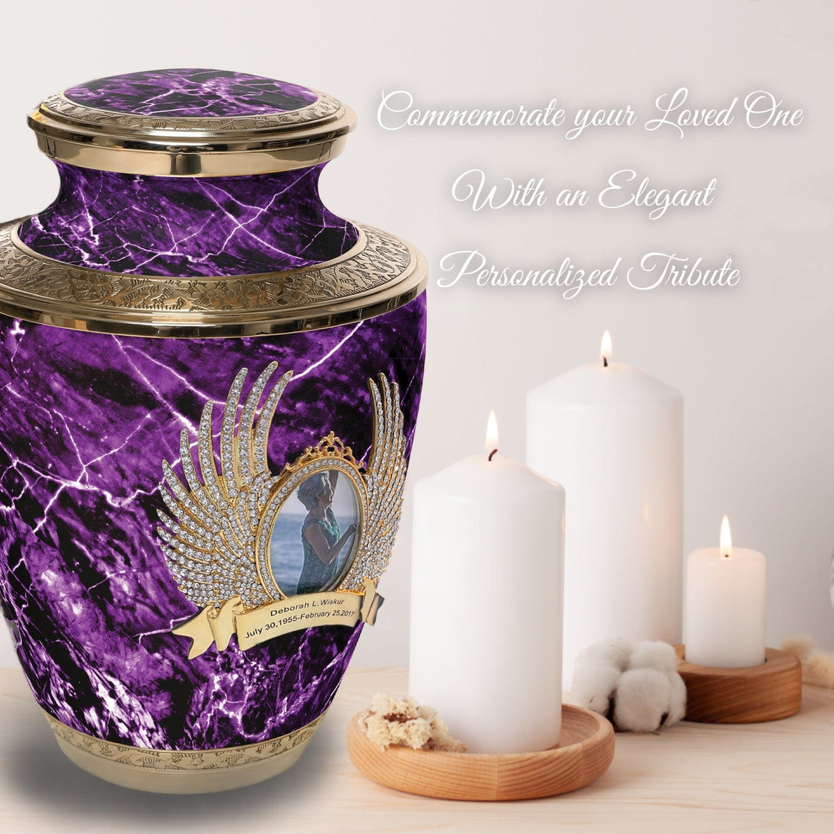 Commemorative Cremation Urns Marble Elegance Purple Cremation Urn