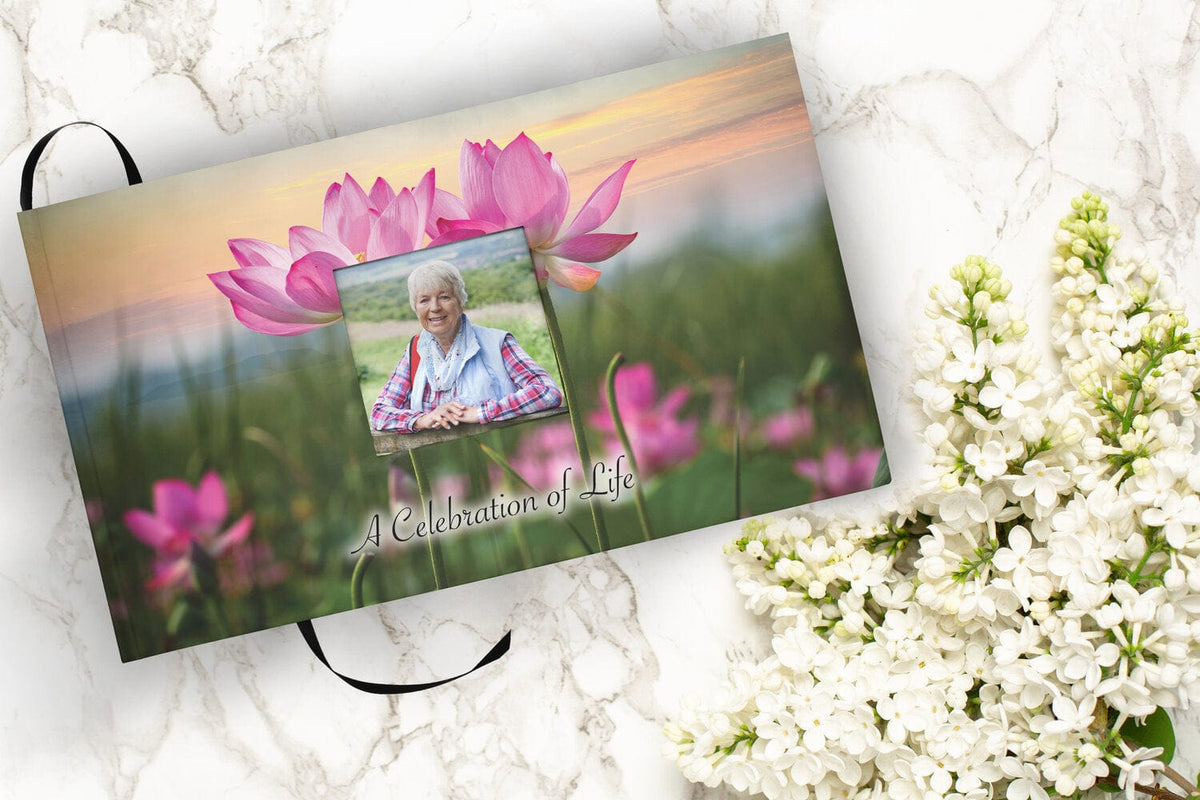 Commemorative Cremation Urns Matching Funeral Guestbook Lotus Tranquility Cremation Urn