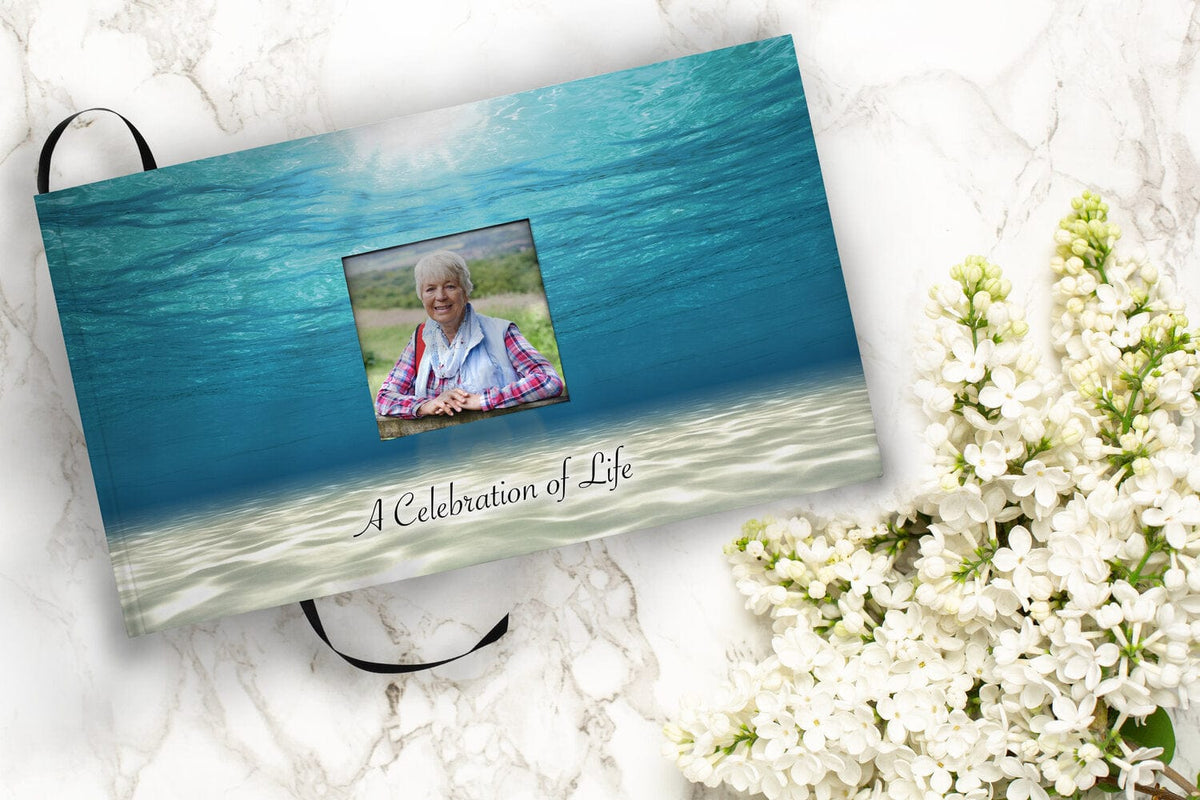 Commemorative Cremation Urns Matching Funeral Guestbook Ocean Tranquility Cremation Urn