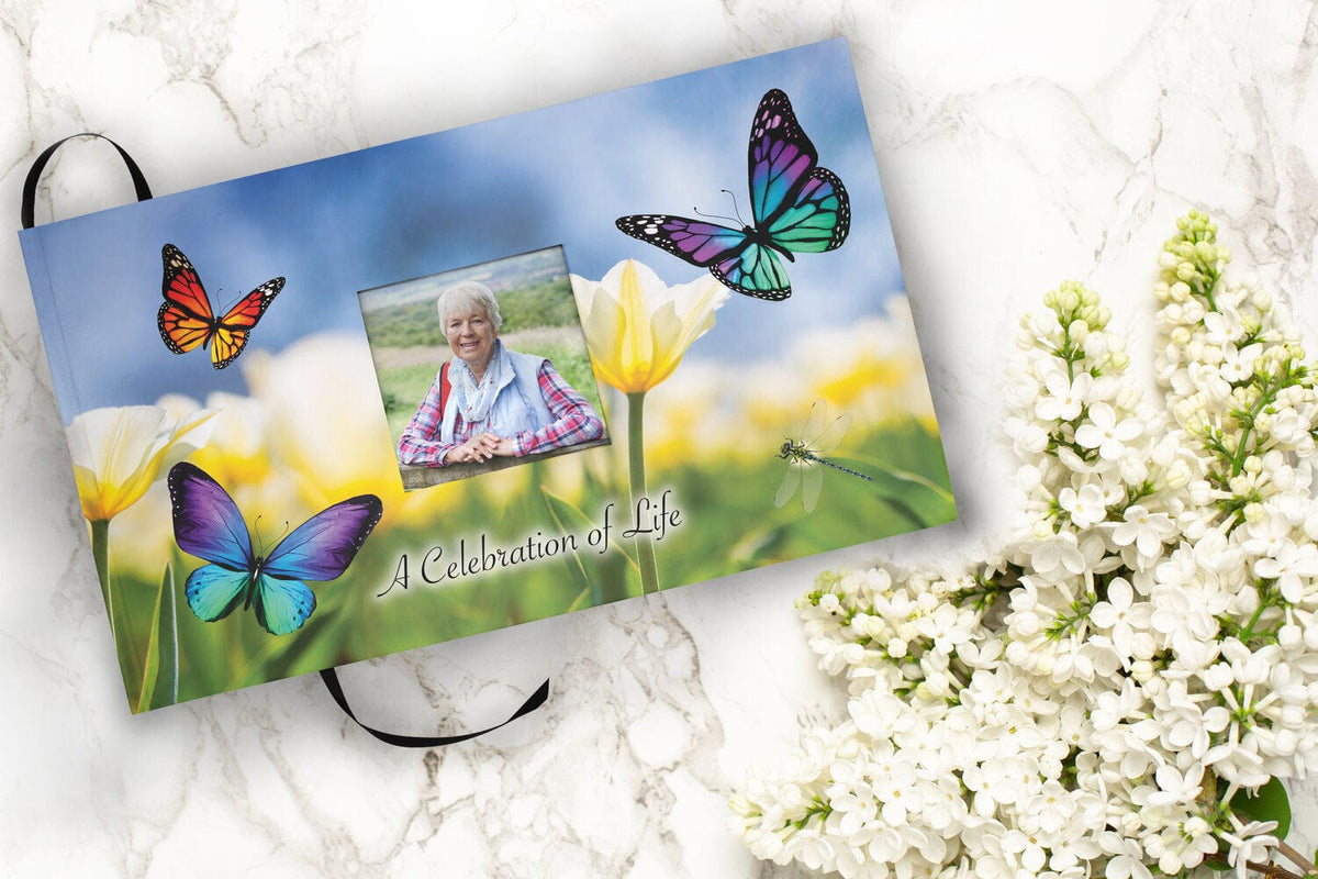 Commemorative Cremation Urns Matching Funeral Guestbook Wild Butterflies Cremation Urn