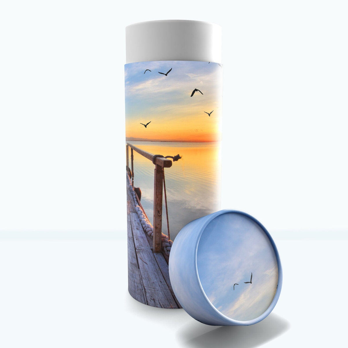 Commemorative Cremation Urns Medium Dock of the Bay Sunset Biodegradable &amp; Eco Friendly Burial or Scattering Urn / Tube