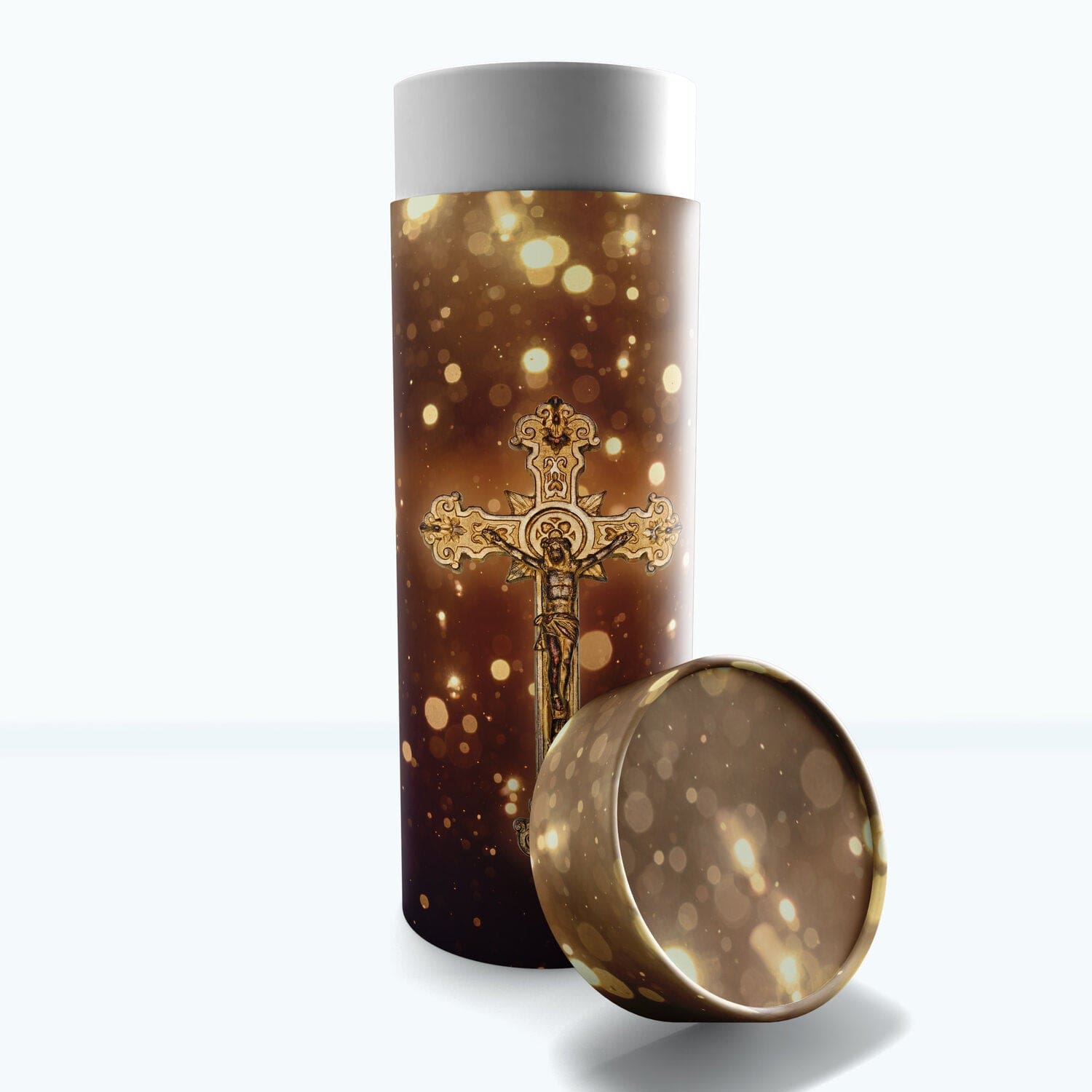 Commemorative Cremation Urns Medium Our Lord and Savior (Gold) - Biodegradable & Eco Friendly Burial or Scattering Urn / Tube