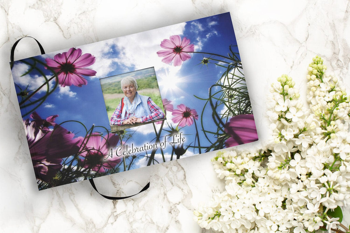 Commemorative Cremation Urns Morning Glories Matching Themed &#39;Celebration of Life&#39; Guest Book for Funeral or Memorial Service