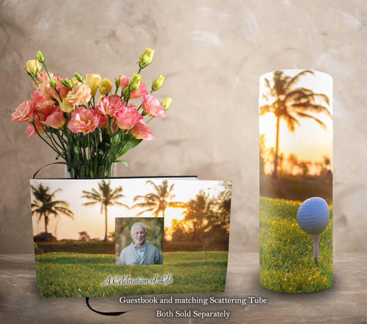Commemorative Cremation Urns One More Round Golf Matching Themed &#39;Celebration of Life&#39; Guest Book for Funeral or Memorial Service