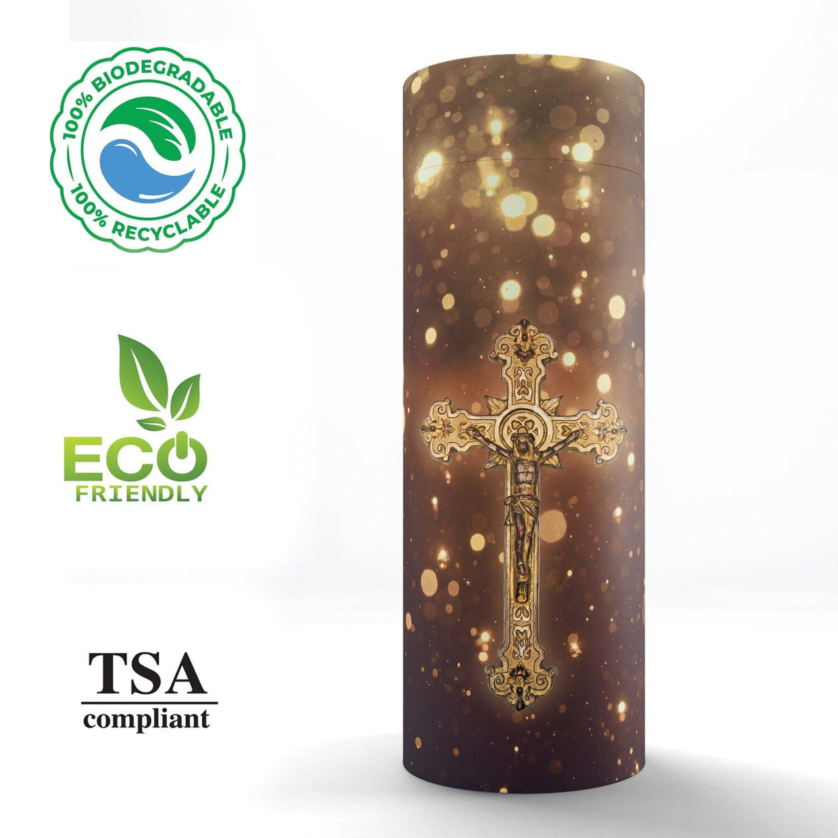 Commemorative Cremation Urns Our Lord and Savior (Gold) - Biodegradable &amp; Eco Friendly Burial or Scattering Urn / Tube