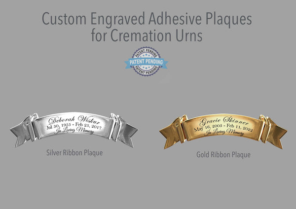 Custom Engraved Scrolling Ribbon Plaque - Commemorative Cremation Urns