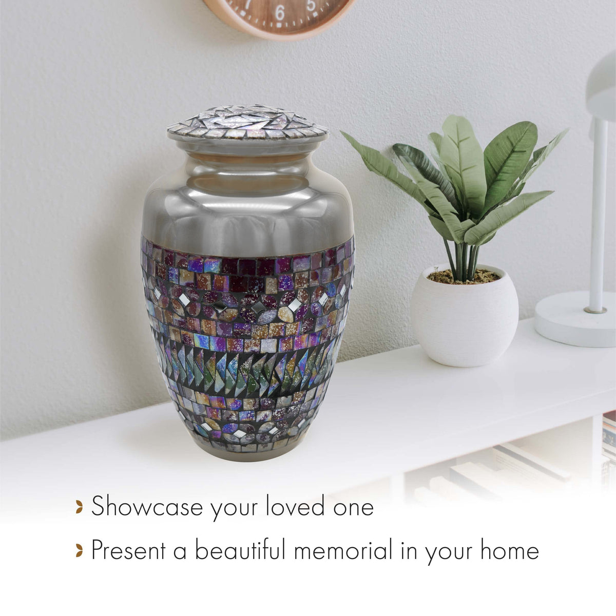 Commemorative Cremation Urns Silver Cracked Glass Mosaic Cremation Urn