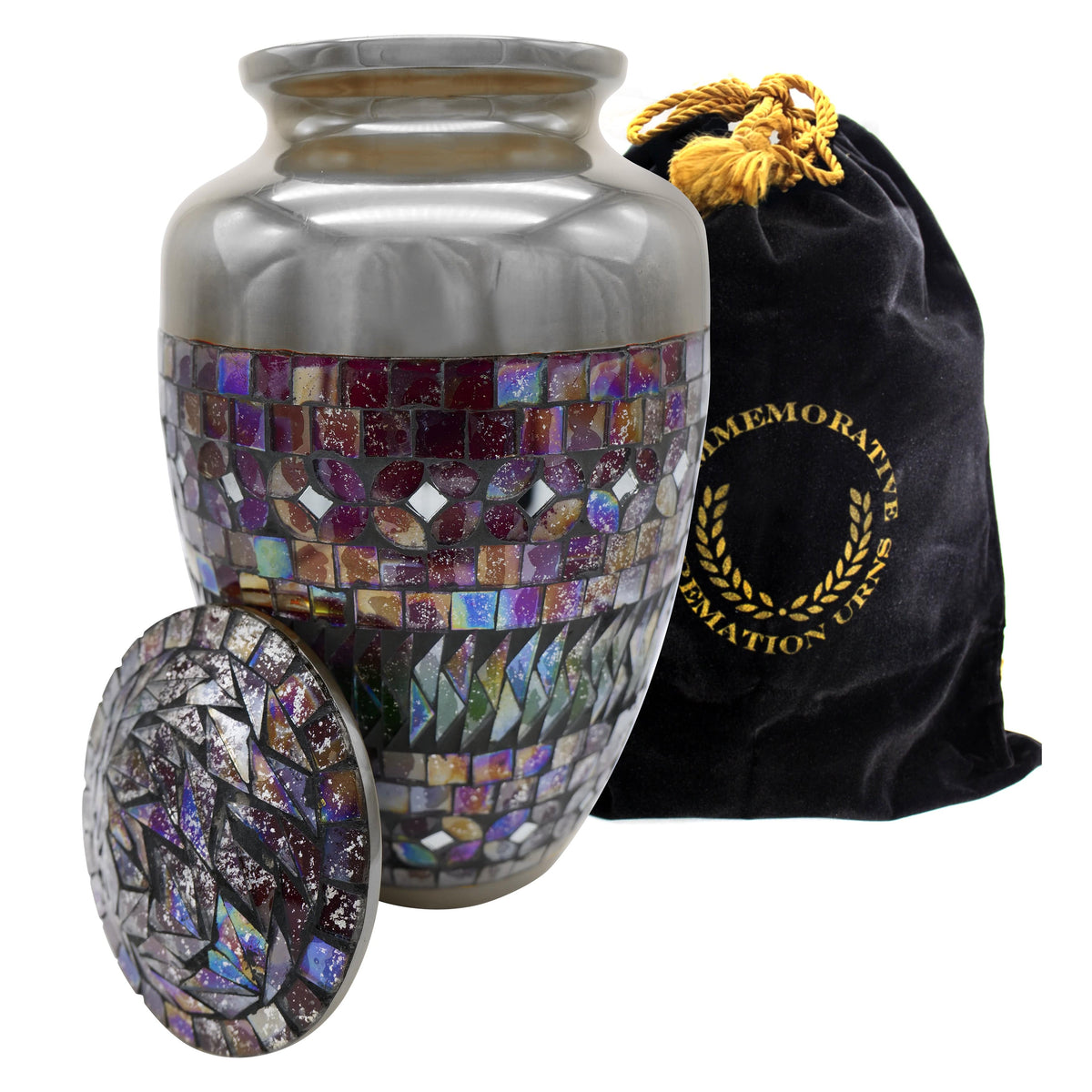 Commemorative Cremation Urns Silver Cracked Glass Mosaic Cremation Urn