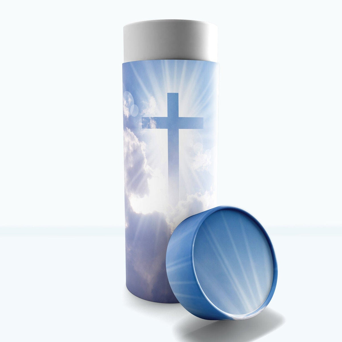 Commemorative Cremation Urns Small Heavenly Cross - Biodegradable &amp; Eco Friendly Burial or Scattering Urn / Tube