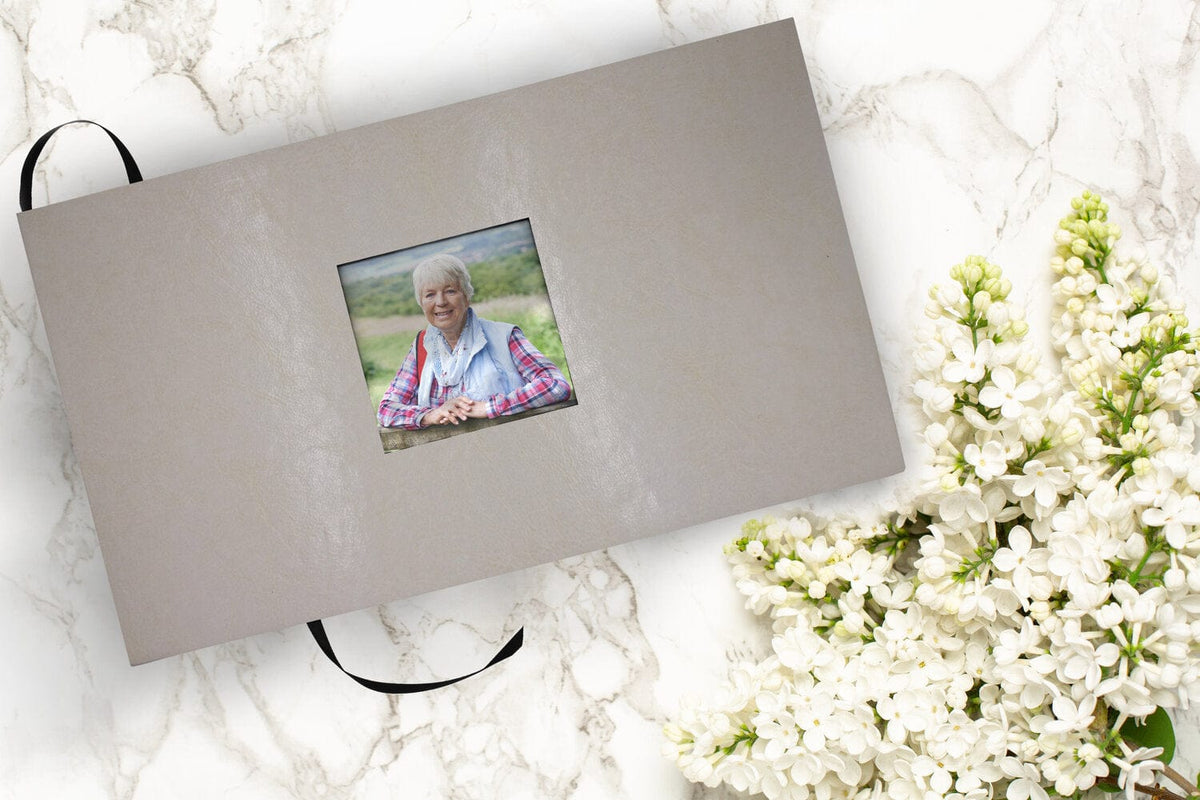 Commemorative Cremation Urns White Textured Guest Book for Funeral or Memorial Service
