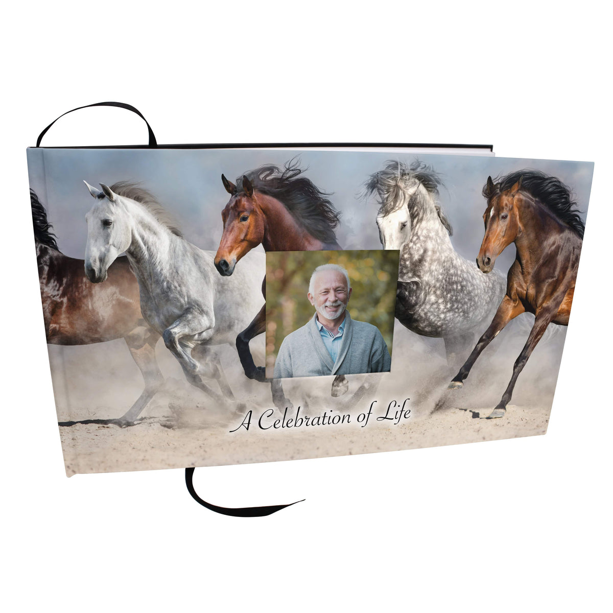 Commemorative Cremation Urns Wild Horses Matching Themed &#39;Celebration of Life&#39; Guest Book for Funeral or Memorial Service